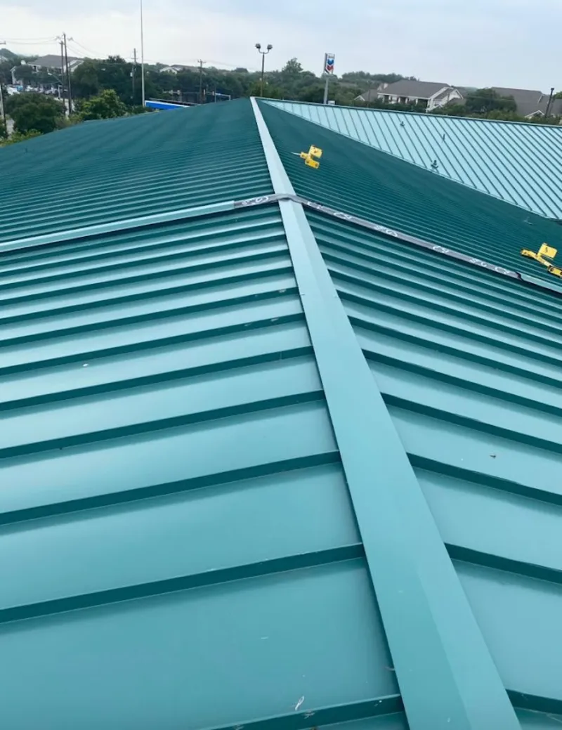 Green commercial metal roof ridge and valley for Metal Roof Repair in Putnam Valley